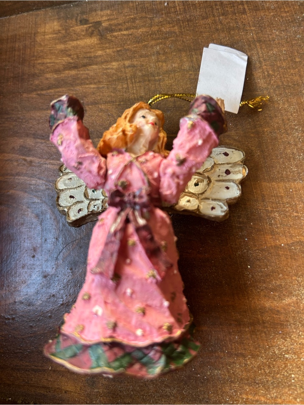 Pink Angel Holiday Ornament - Decorative Angel Figurine